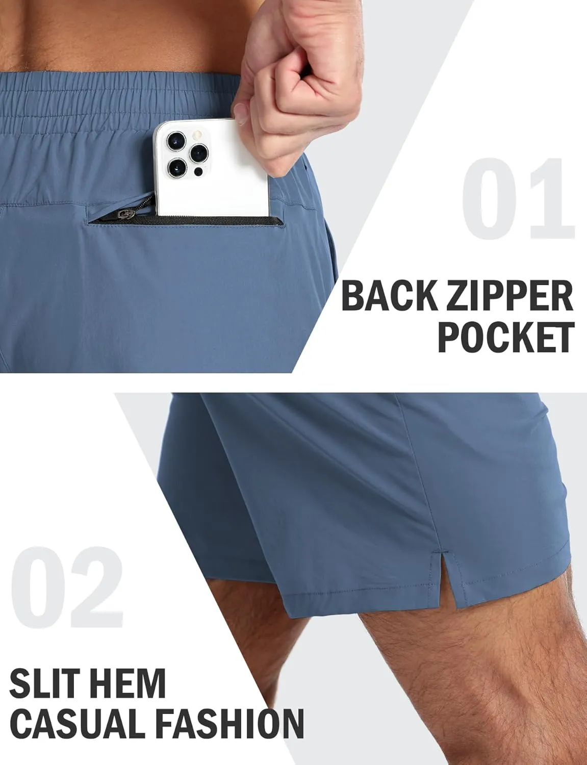 Aolesy Mens Athletic Shorts 7?? Quick Dry Gym Running Shorts with Zipper Pockets Lightweight Workout Shorts