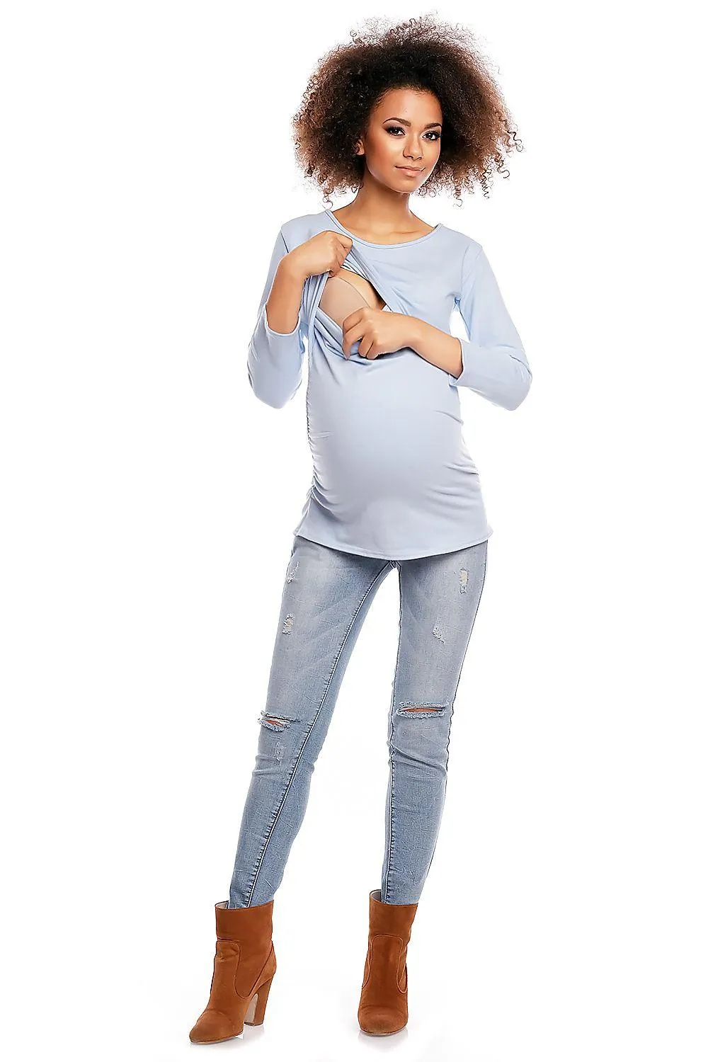 Chic Nursing-Friendly Maternity Tunic with Hidden Features