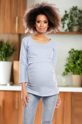 Chic Nursing-Friendly Maternity Tunic with Hidden Features
