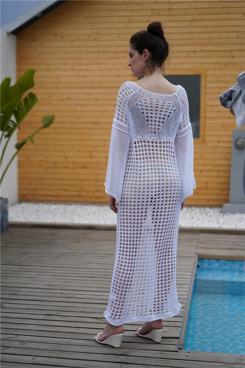 Drawstring Front Slit Cover Up Dress