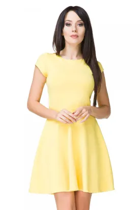 Elegant Flared Cotton Day Dress with Stylish Boat Neckline - Ideal for Spring/Summer