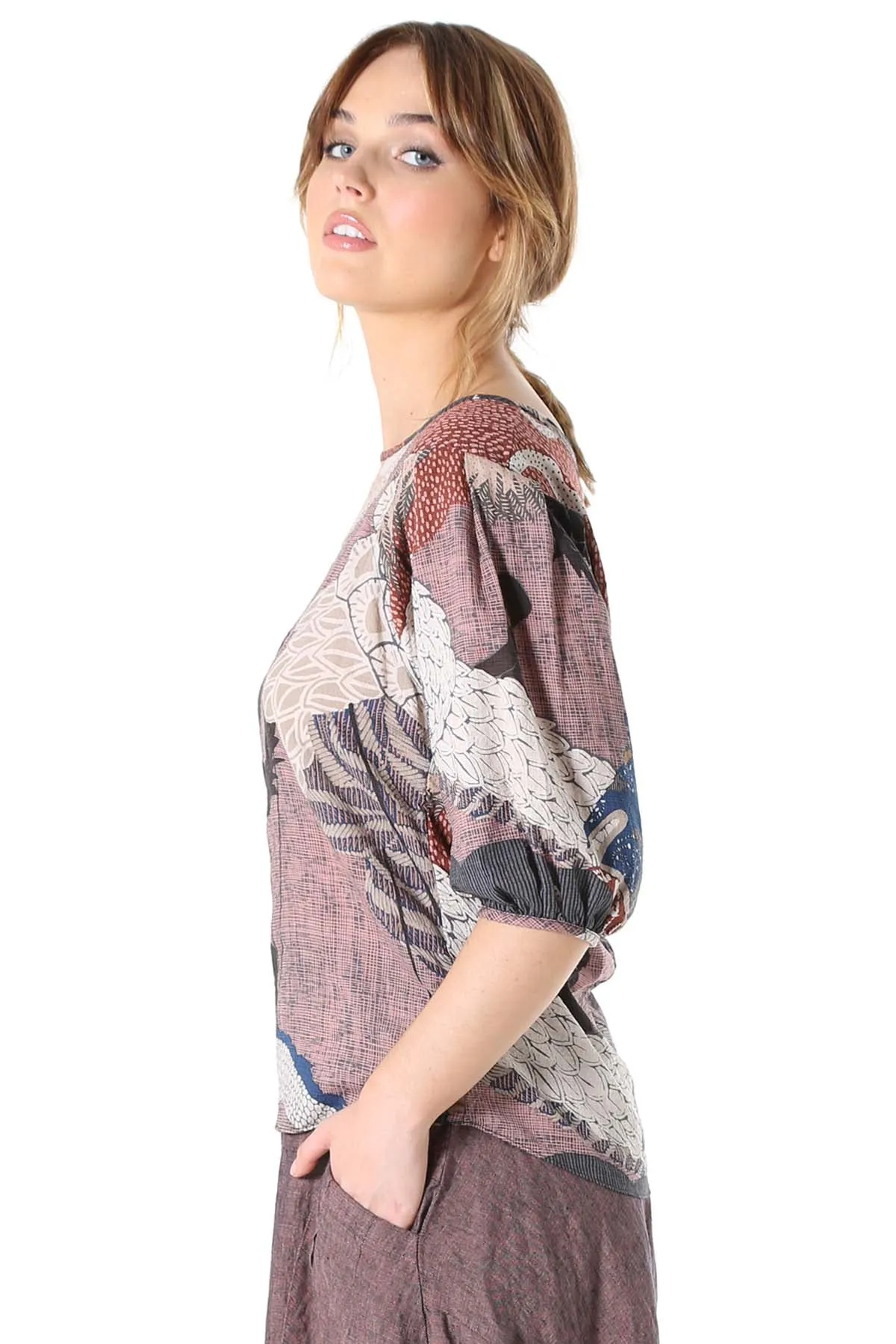 Festival Blouse Pink in Seersucker