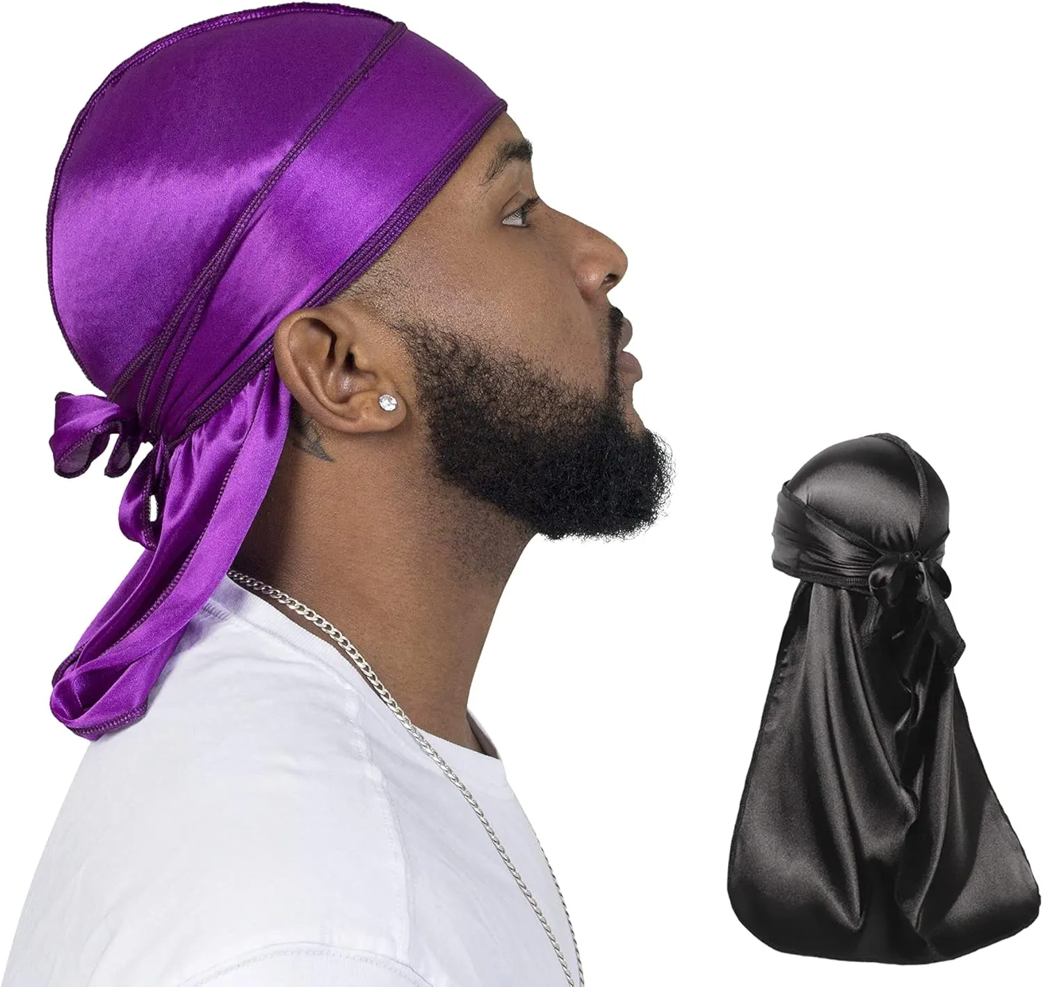 ForceWave 2 Pieces Silky Durag Pack for Men Women Waves, Premium Satin Deluxe Du-rag