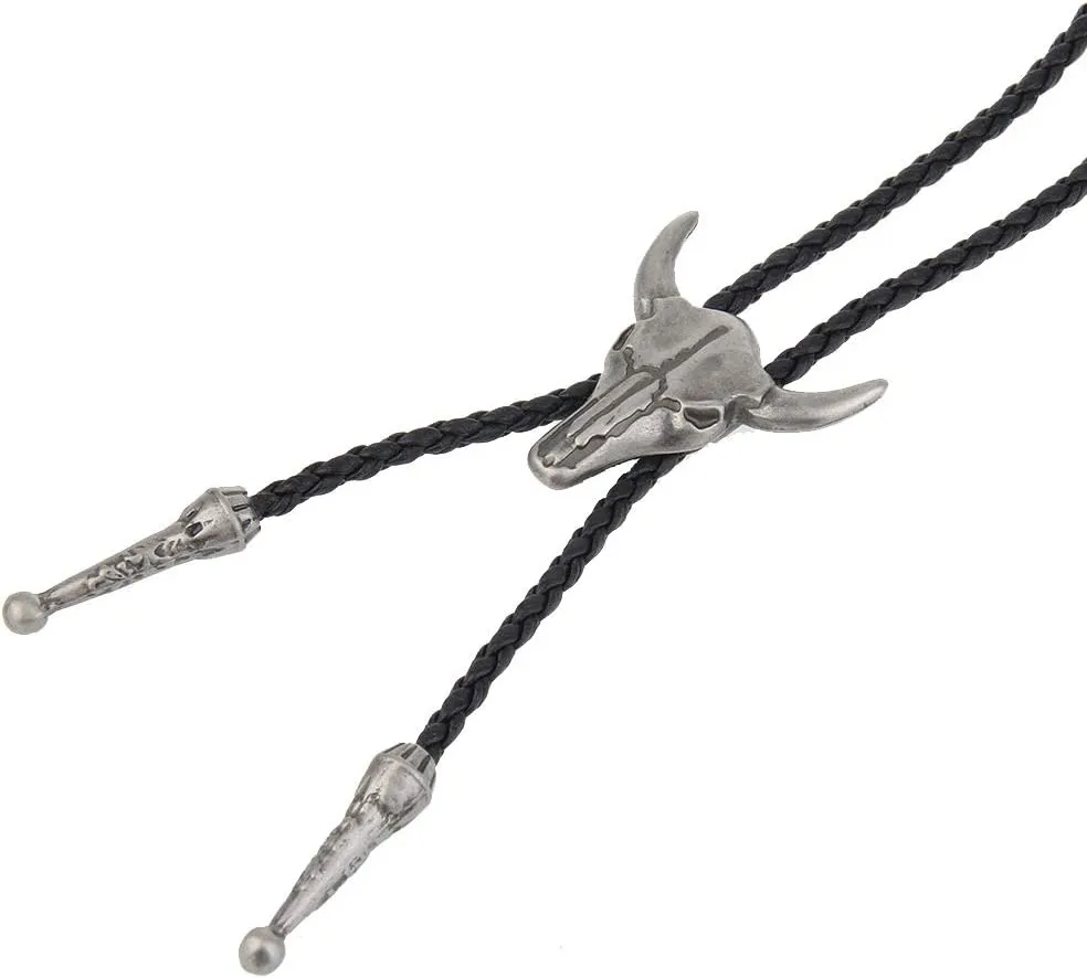 GelConnie Native American Bolo Tie Rodeo Cowboy Leather Necktie Western Necklace Costume Accessories for Men,Women