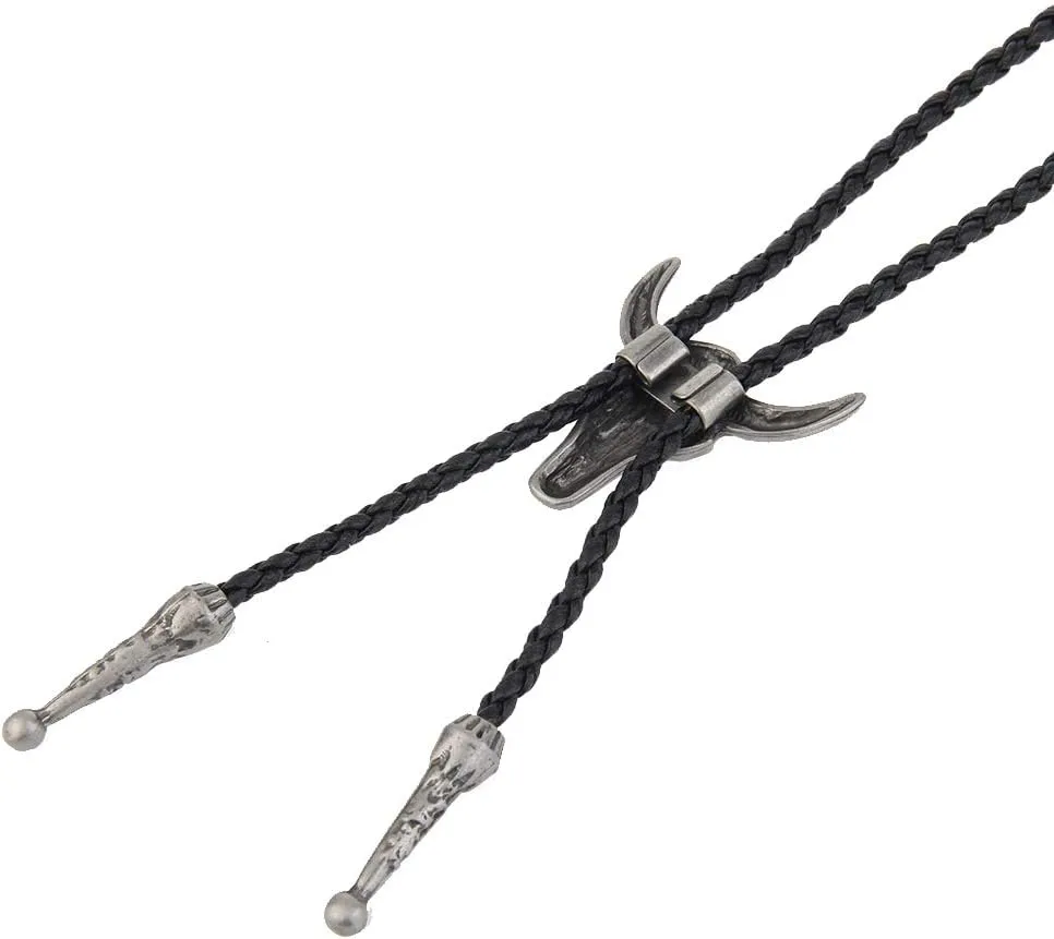 GelConnie Native American Bolo Tie Rodeo Cowboy Leather Necktie Western Necklace Costume Accessories for Men,Women