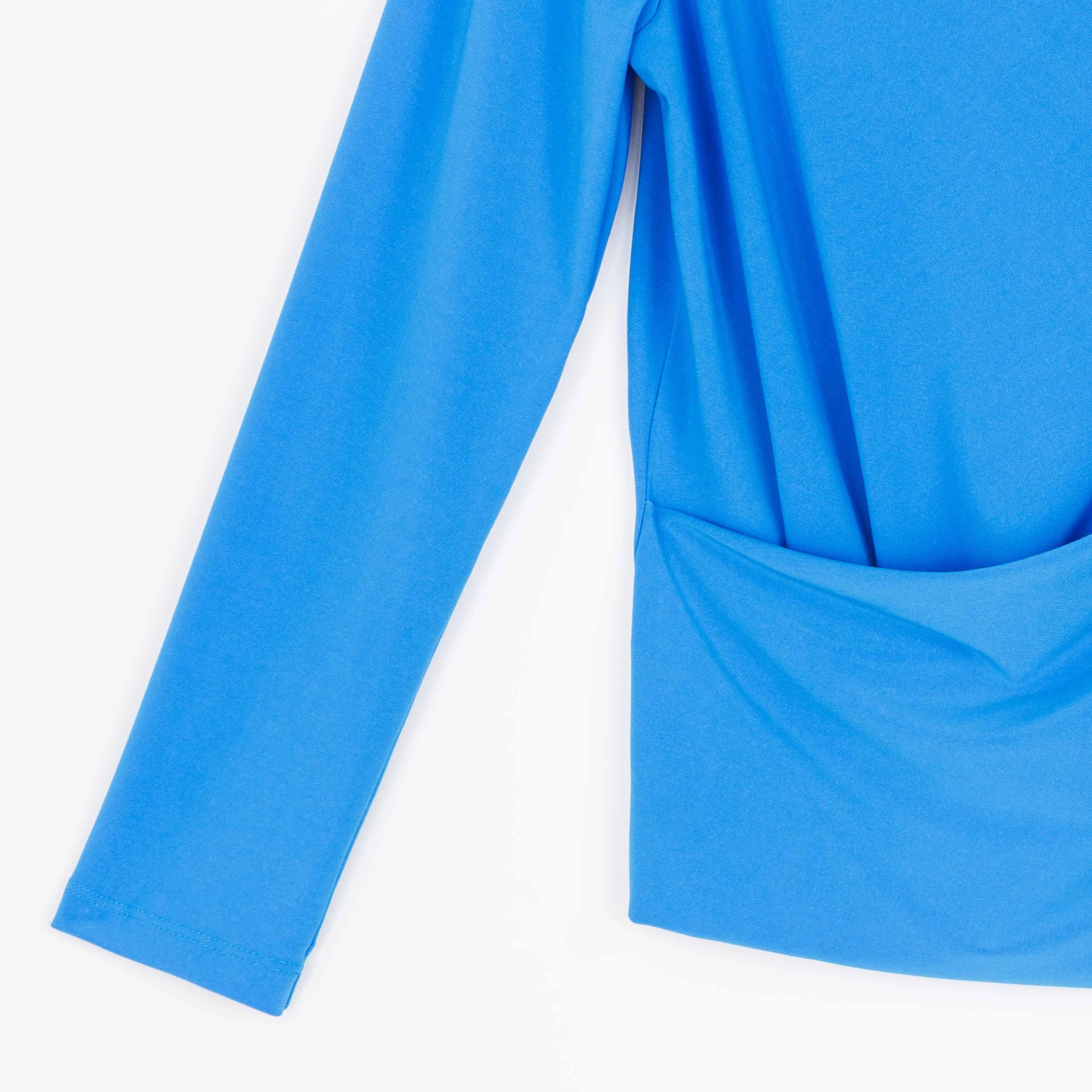 High Boat Neck Side Draped Top - Brilliant Blue - Final Sale!