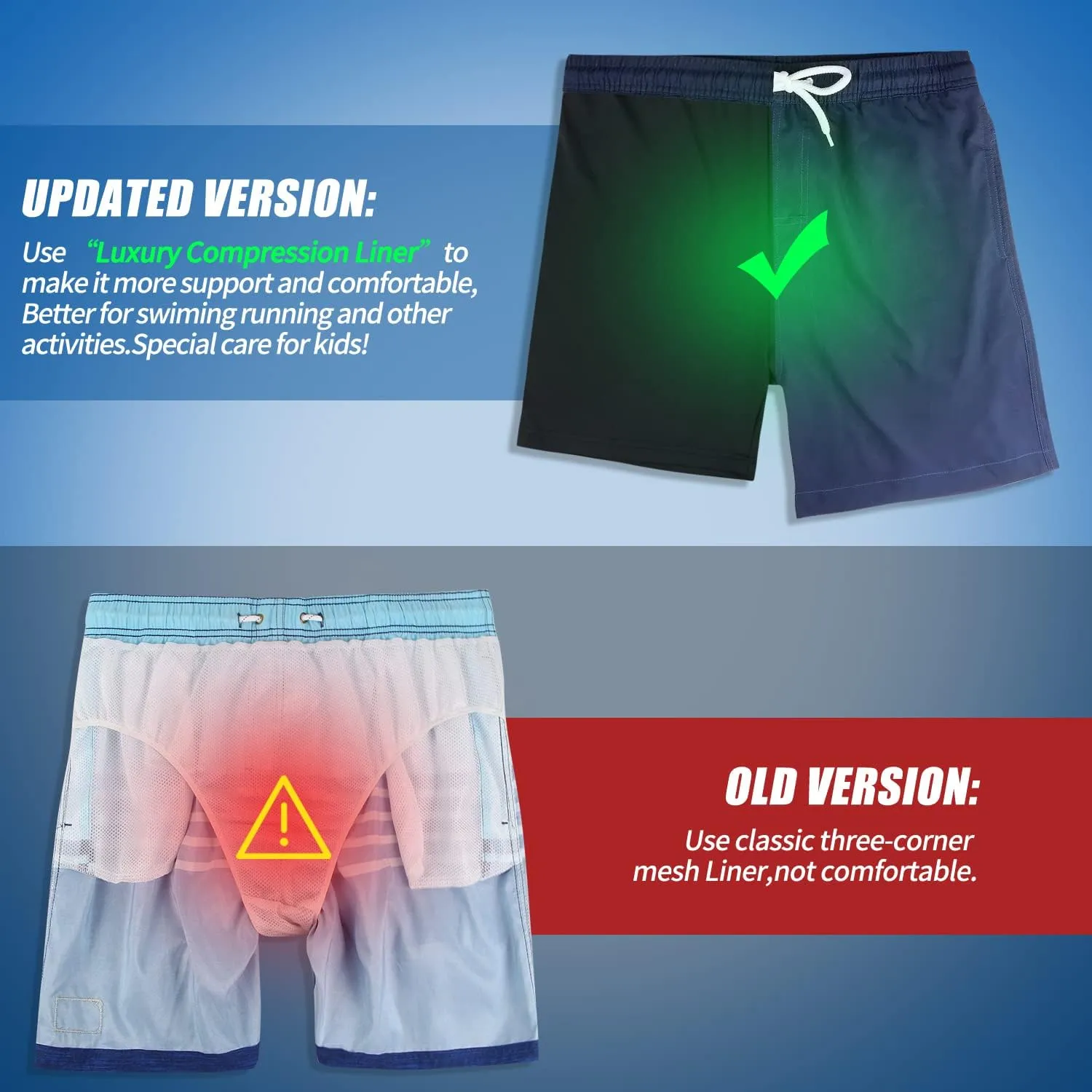 LUCOWEE Boys Swim Trunks with Compression Liner Comfortable Anti-Chafe Swimming Shorts Stretchy UPF Quick Dry Size 3T-20