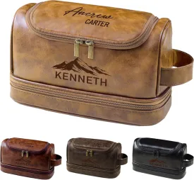 Personalized Leather Toiletry Bag For Men, Custom Mens Toiletry Travel Bag Dopp Kit Gift With Name, Customized Christmas Birthday Anniversary Wedding Gifts For Men Him Dad Boyfriend Groomsmen
