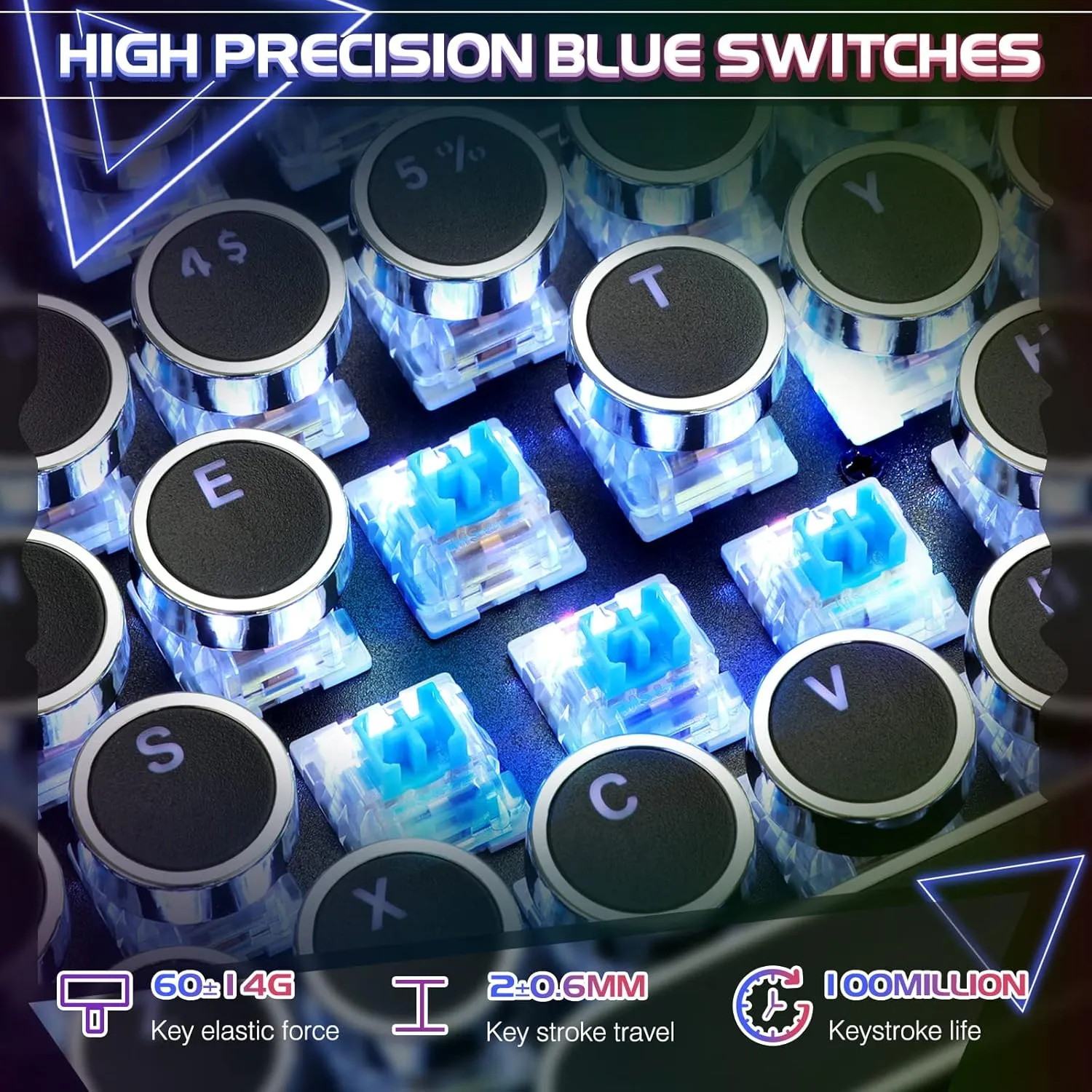 Typewriter Style Mechanical Gaming Keyboard RGB Backlit Wired with Blue Switch Retro Round Keycap 104 Keys Keyboard Compatible with Laptops/Chromebook/Desktop (Black 104 Keys RGB)